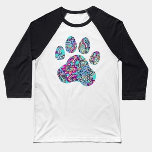 Bright Floral Paw Print Baseball T-Shirt